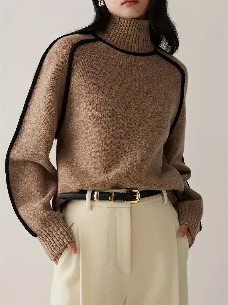 Half Turtleneck Casual Knitted Sweater - LA FEMME WANDERER