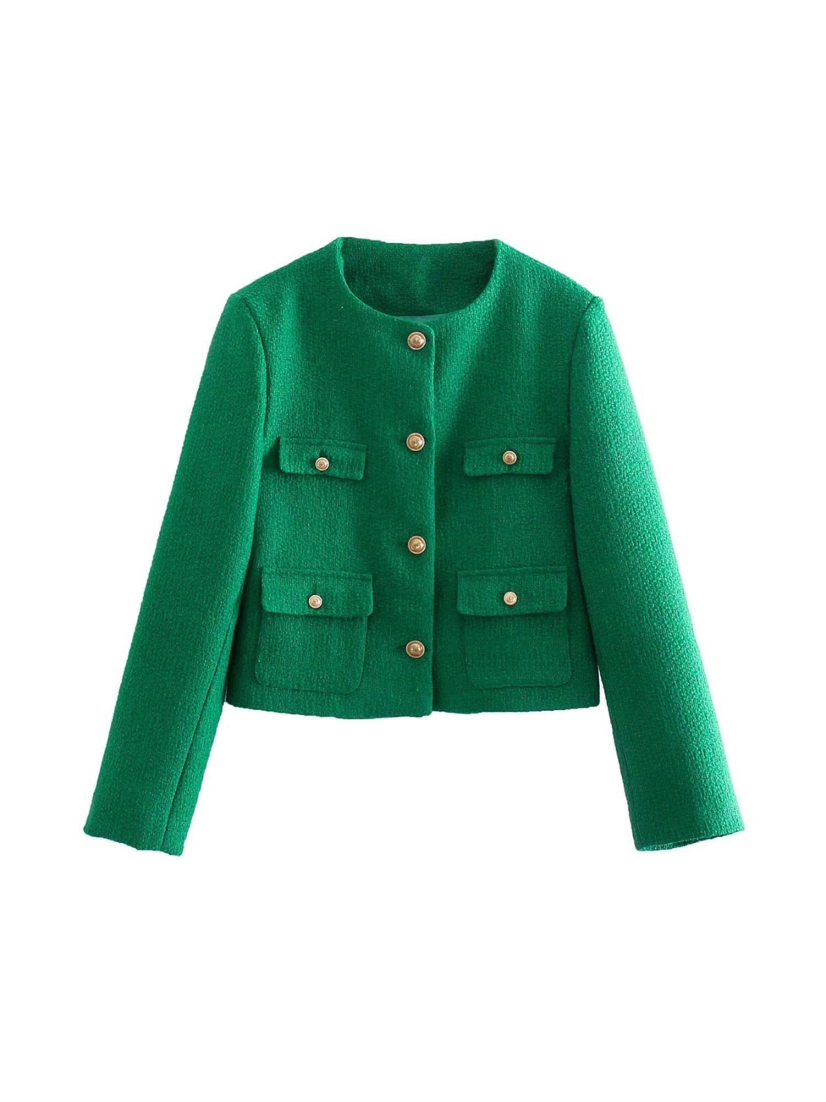 Classic Style Elegant Green Cardigan - LA FEMME WANDERER