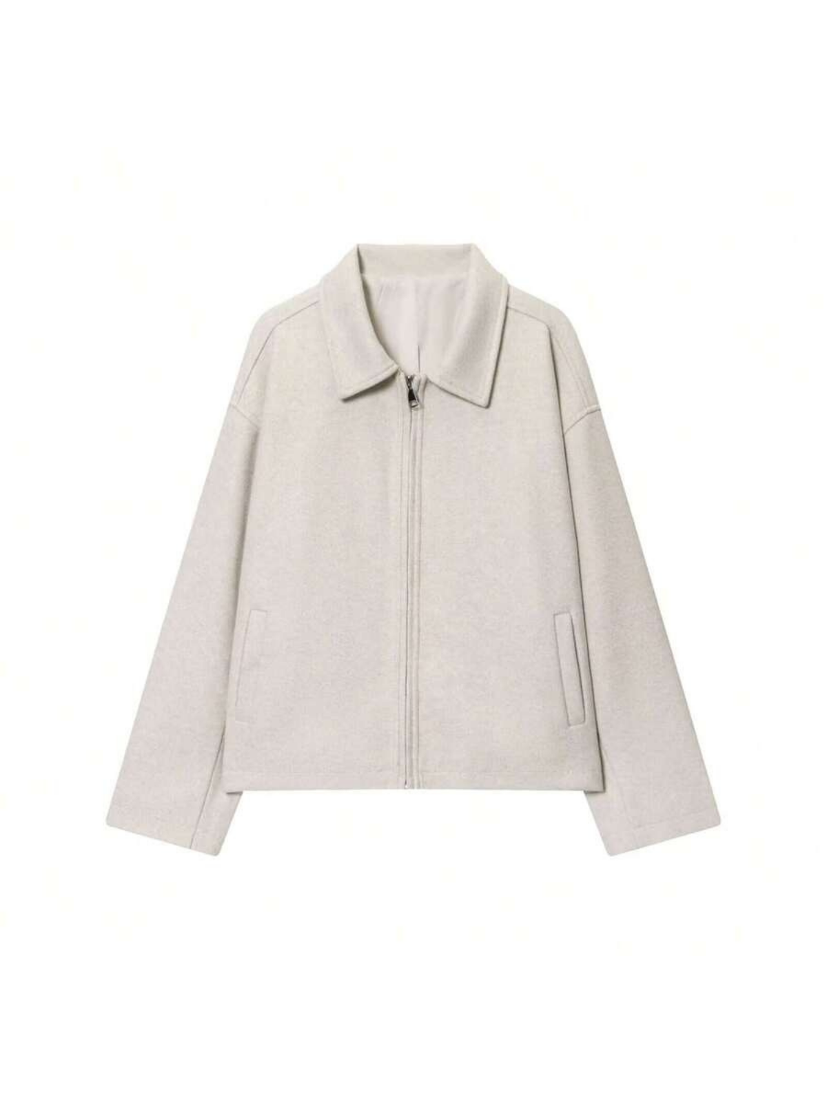 Autumn Minimalist Wool Blend Zip Lapel Jacket