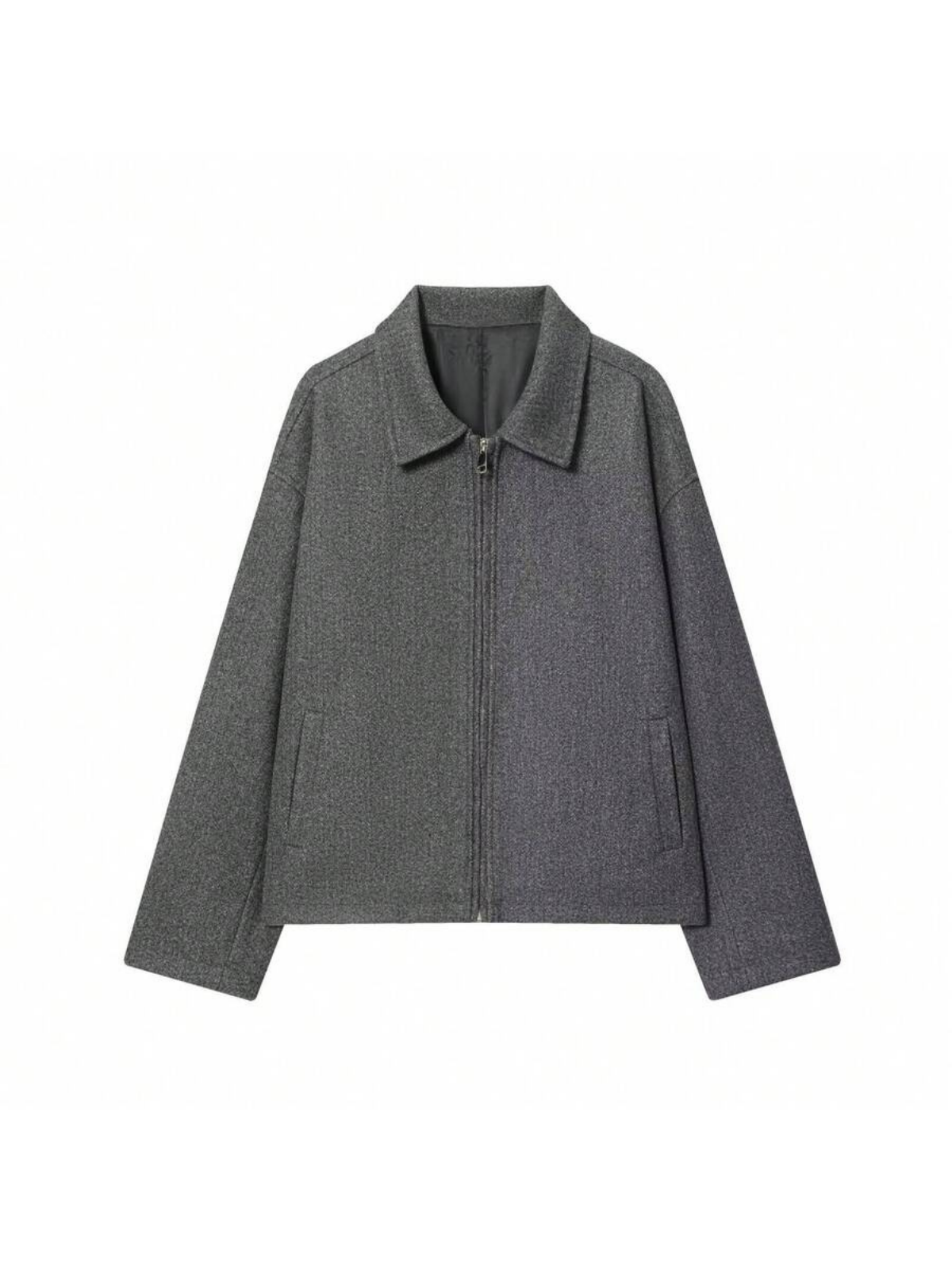 Autumn Minimalist Wool Blend Zip Lapel Jacket