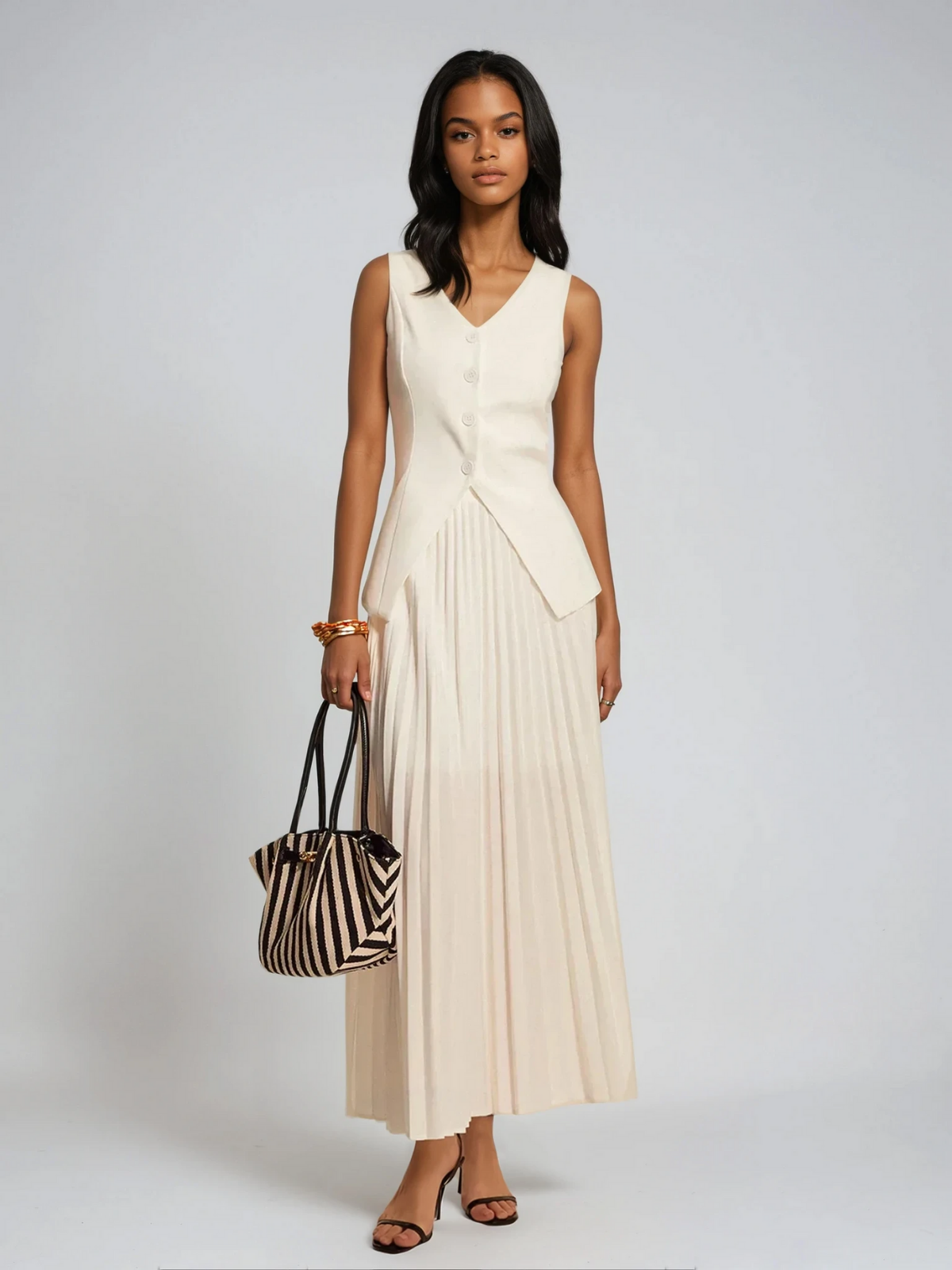 Effortless Elegance Vest & Pleated Matching Set - LA FEMME WANDERER