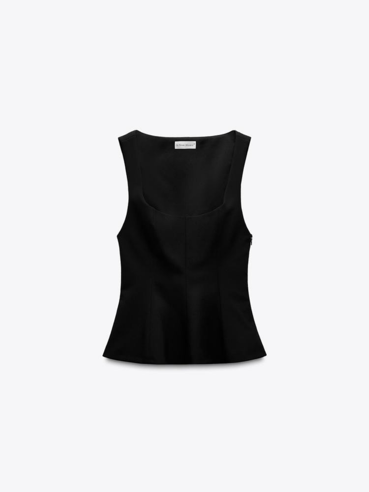 Slim-fit Square Collar Sleeveless Peplum Top