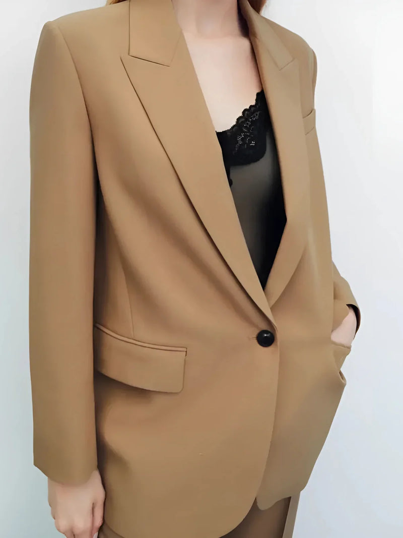 Casual Style Camel Pocket Blazer