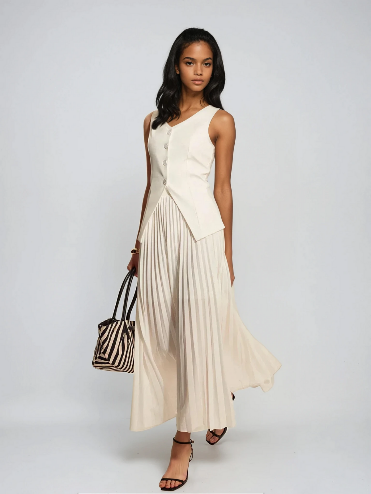 Effortless Elegance Vest & Pleated Matching Set - LA FEMME WANDERER