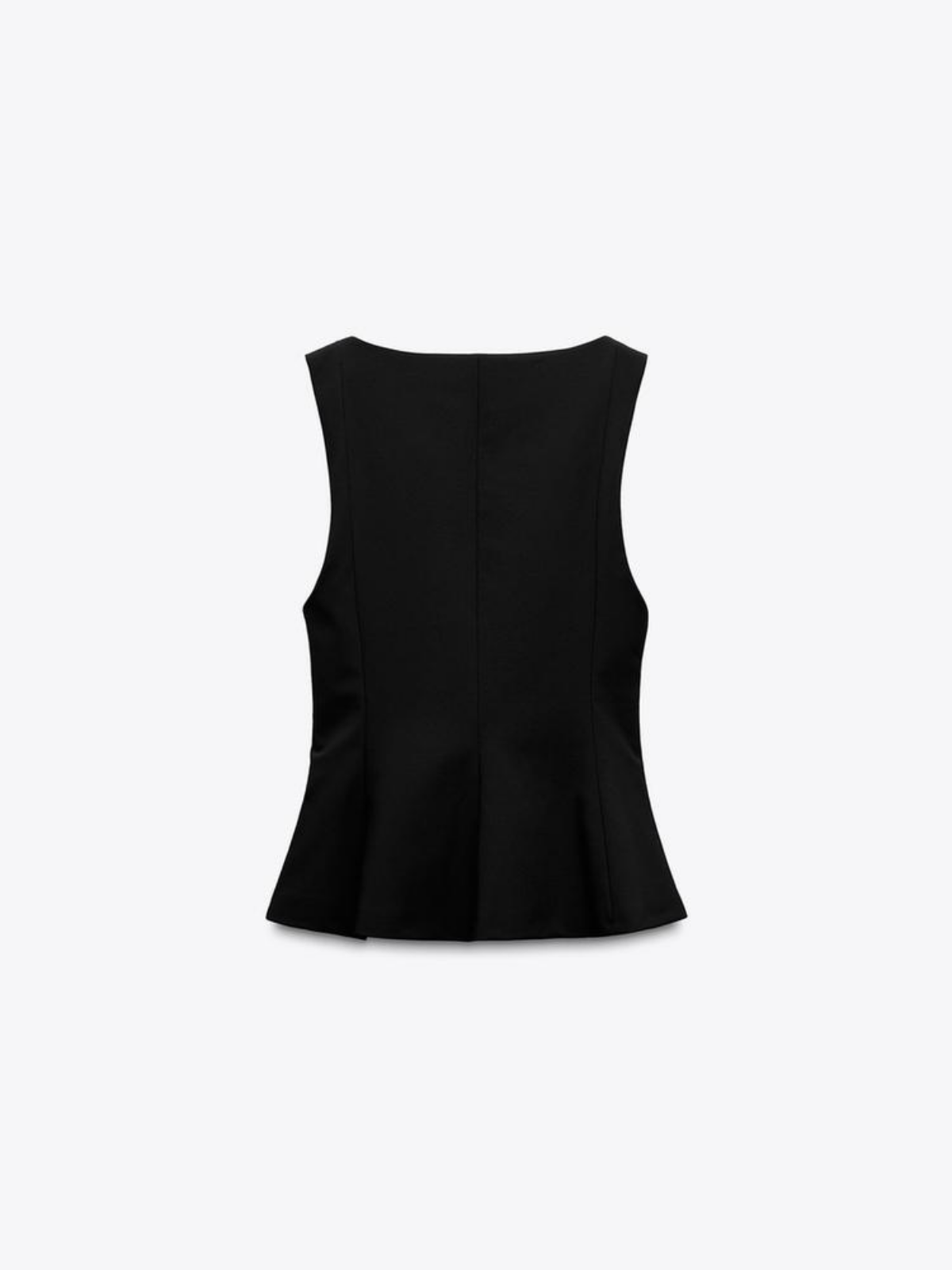 Slim-fit Square Collar Sleeveless Peplum Top