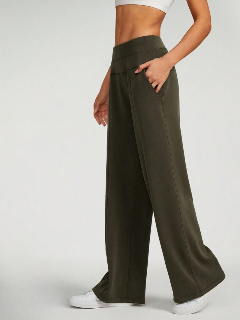 Modal Silk Wide Leg Lounge Pants High Waist With Pockets For Everyday Comfort And Style