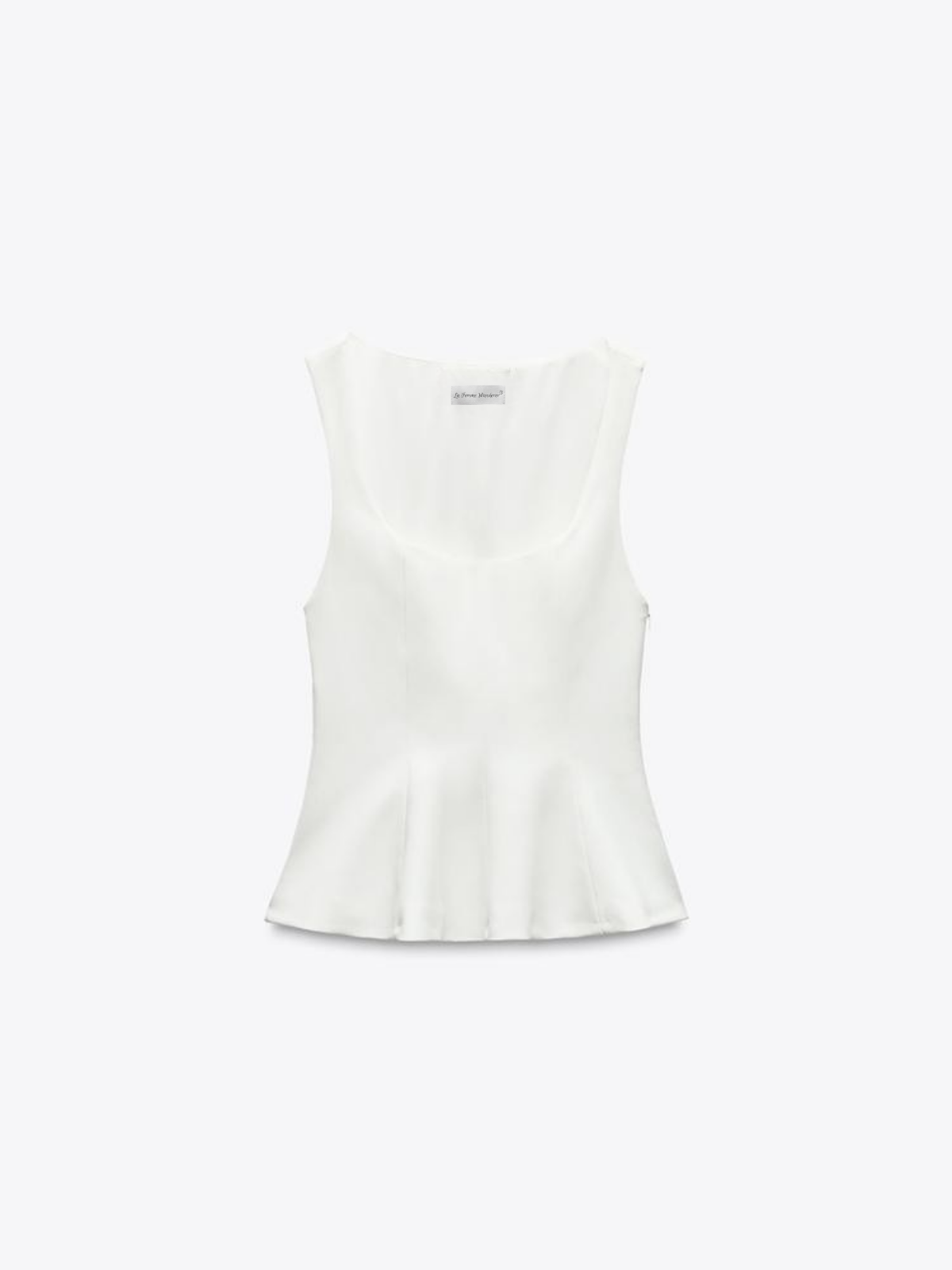 Slim-fit Square Collar Sleeveless Peplum Top
