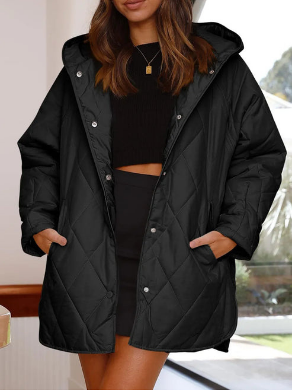 Women's Clothing Winter Mid-length Casual Loose Jacket - LA FEMME WANDERER