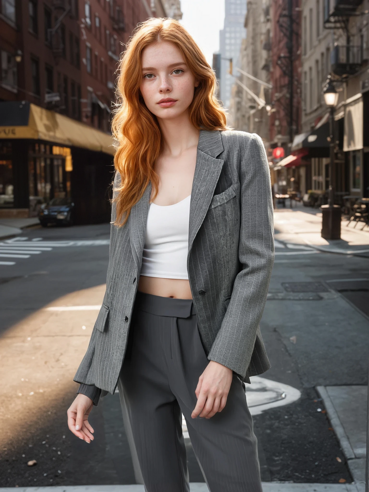 Wool Blend Oversized Pinstripe Lapel Blazer - LA FEMME WANDERER