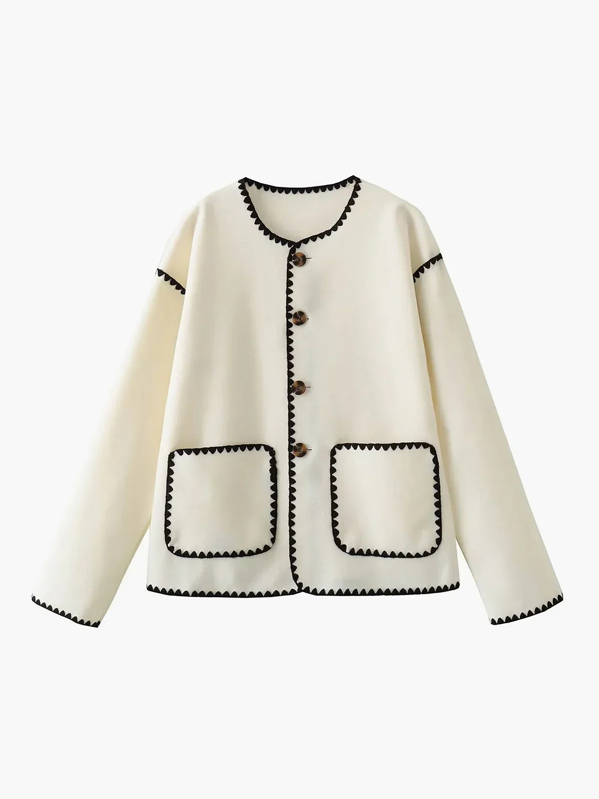 Essential Contrast Trim Coat - LA FEMME WANDERER