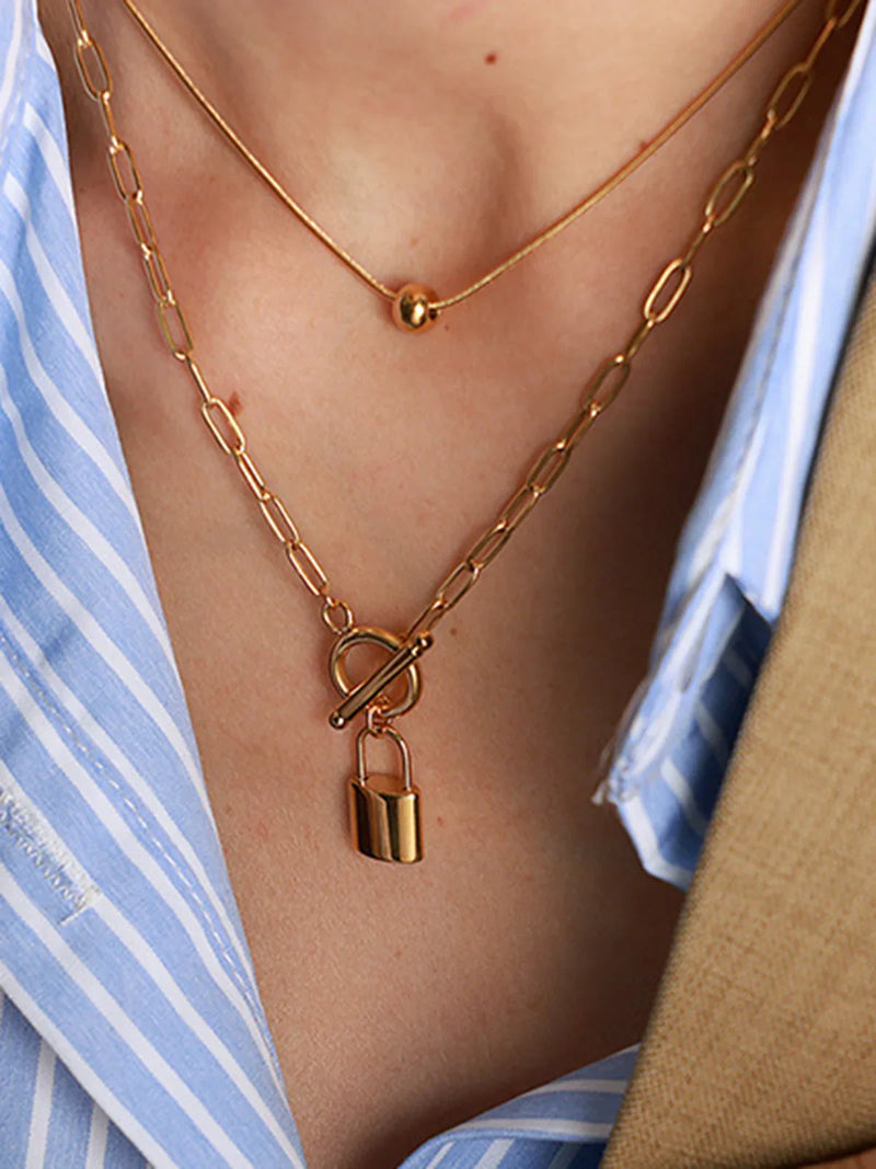 Multi-layered Padlock Necklace