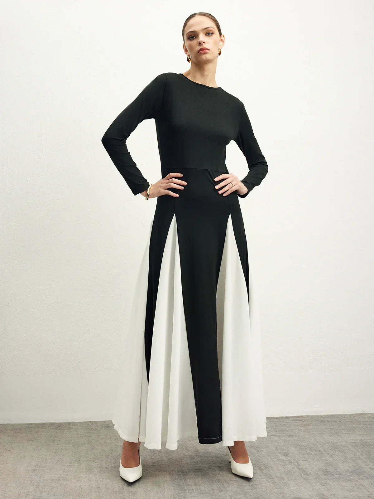 Color Block Chiffon Flowy Dress - LA FEMME WANDERER