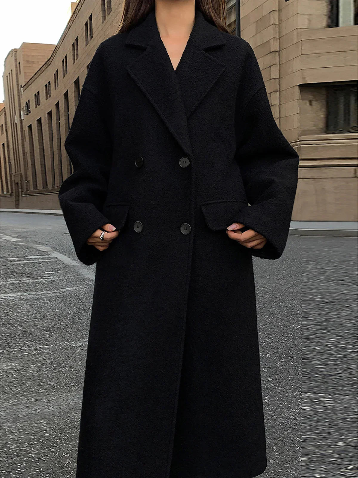 Wool-Blend Tweed Long Coat - LA FEMME WANDERER