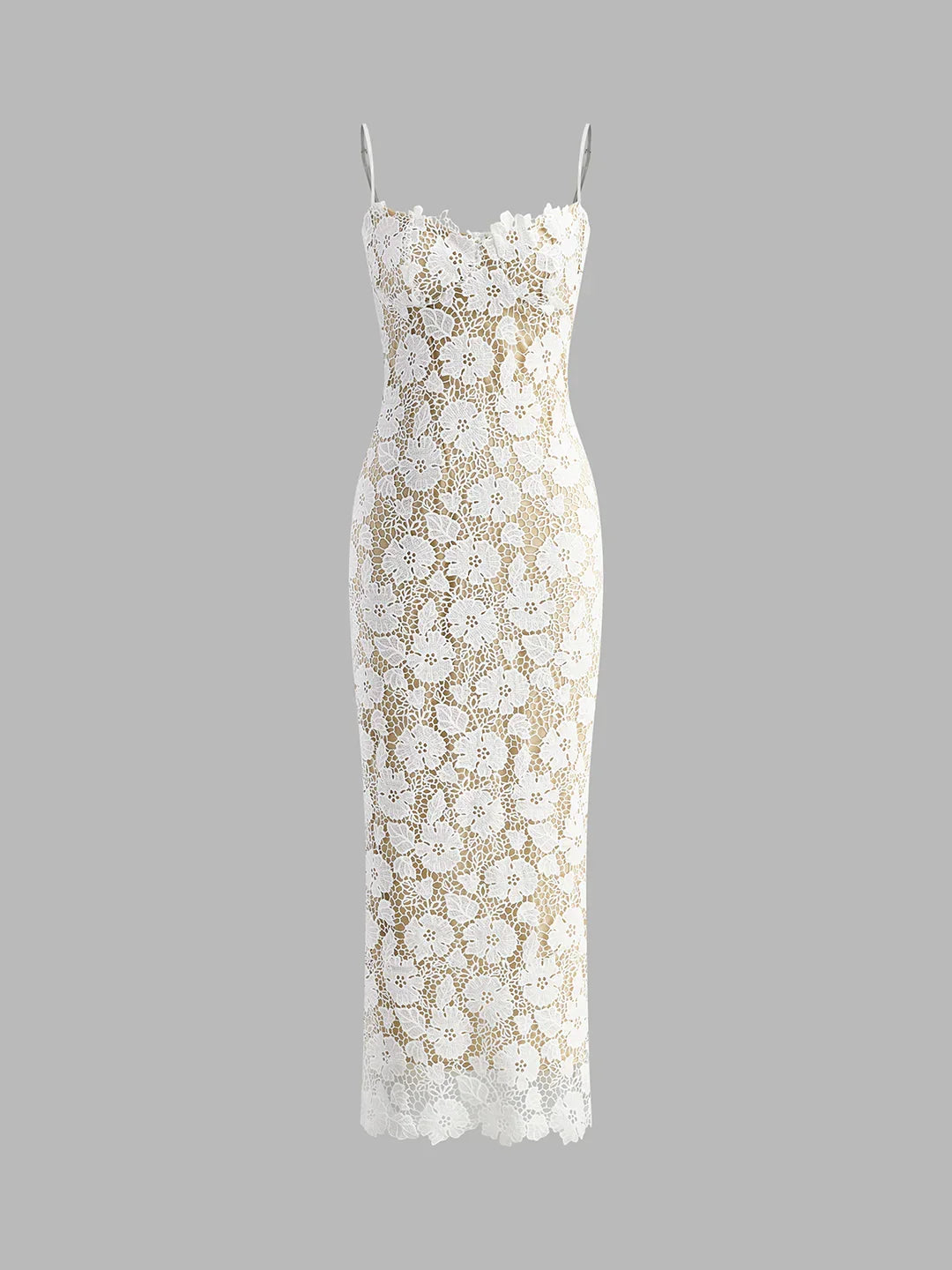 Semi-Sheer Double Layer Lace Cami Dress - LA FEMME WANDERER