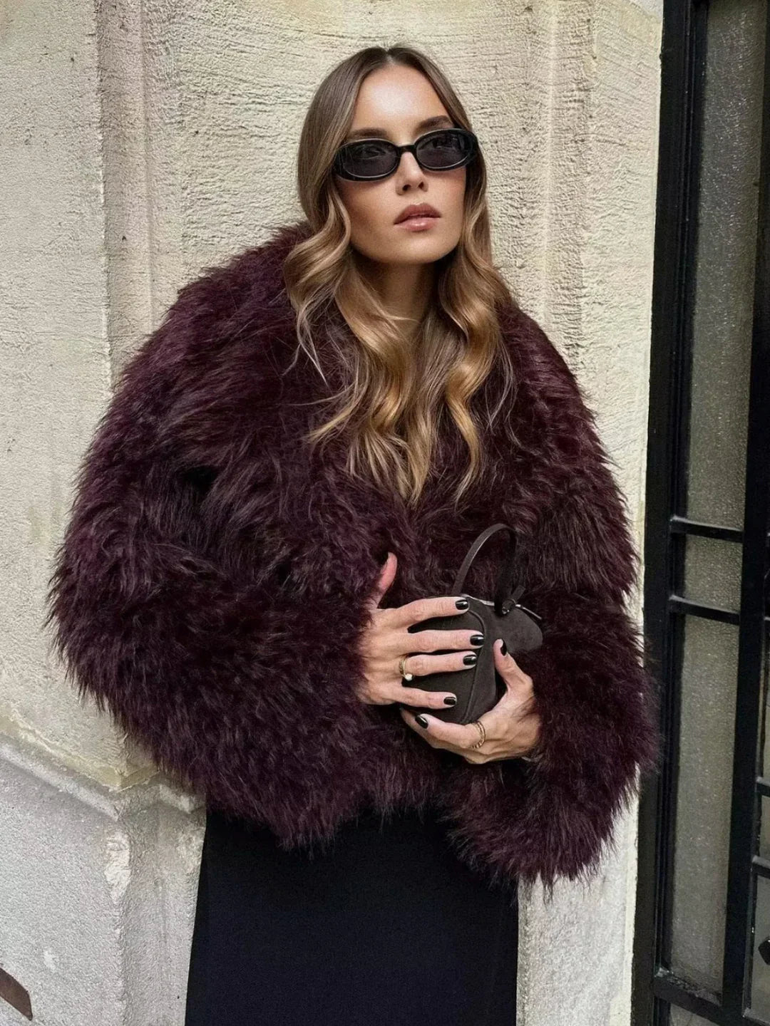 Fuzzy Faux Fur Short Coat | LA FEMME WANDERER