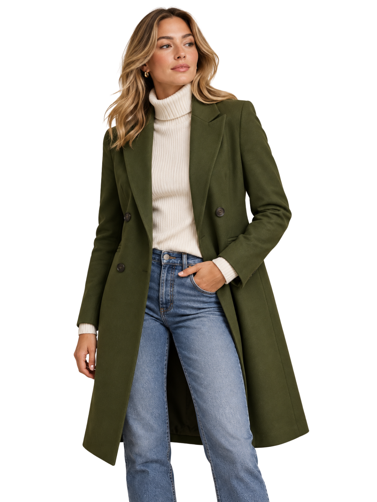Olive Heritage Double-Breasted Longline Coat