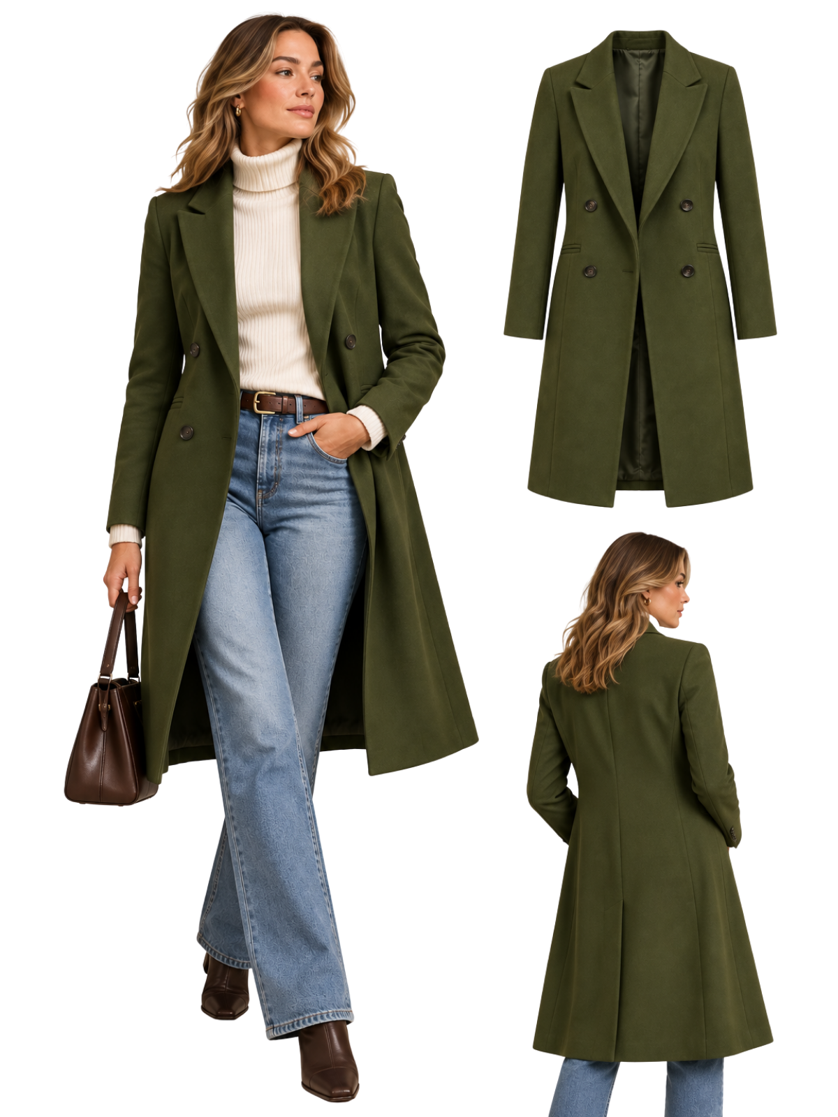 Olive Heritage Double-Breasted Longline Coat