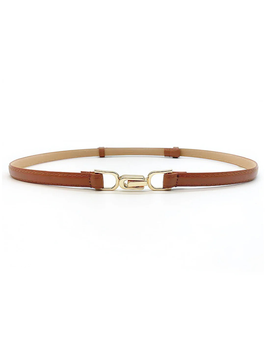 Minimalist Black Waist Belt with Gold Chain-Link Detail - LA FEMME WANDERER