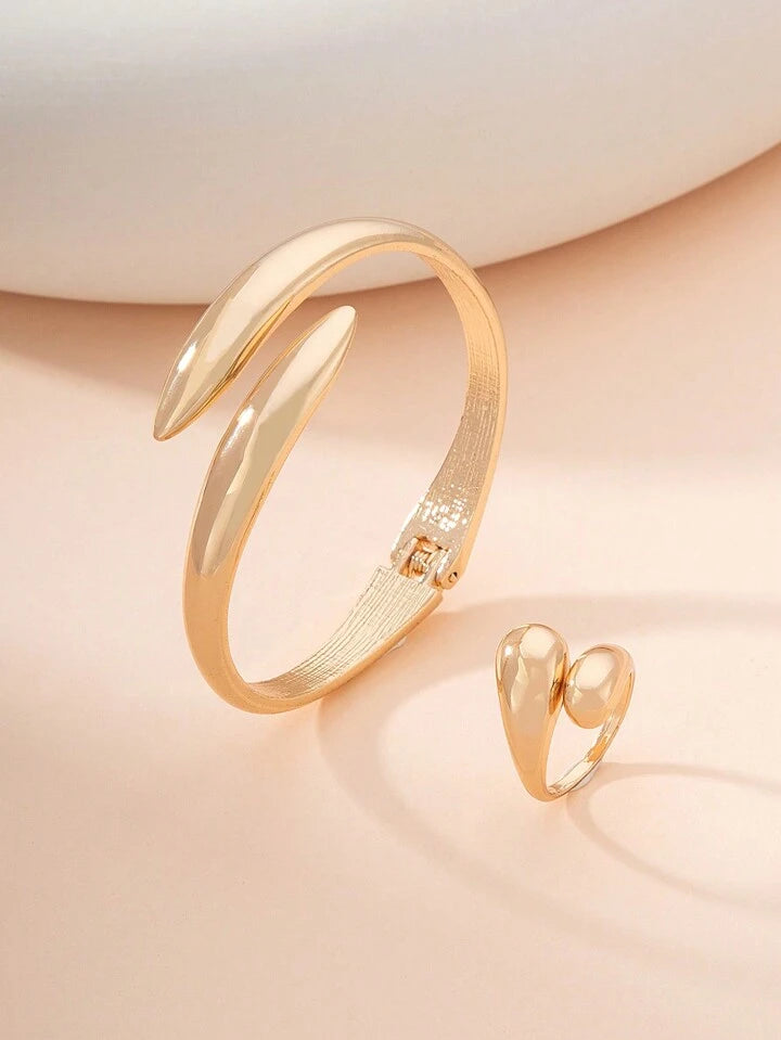 Modern Geometric Bracelet & Ring Set - LA FEMME WANDERER