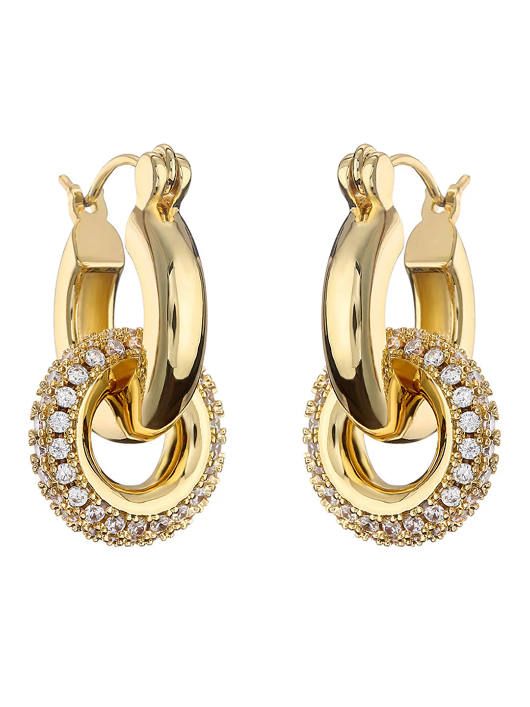 Retro Polished Double Hoop Earrings - LA FEMME WANDERER