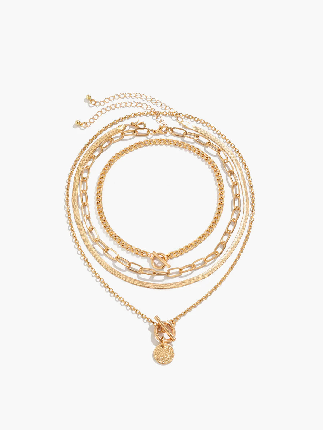 4-Piece Chunky Layered Pendant Necklace Set - LA FEMME WANDERER