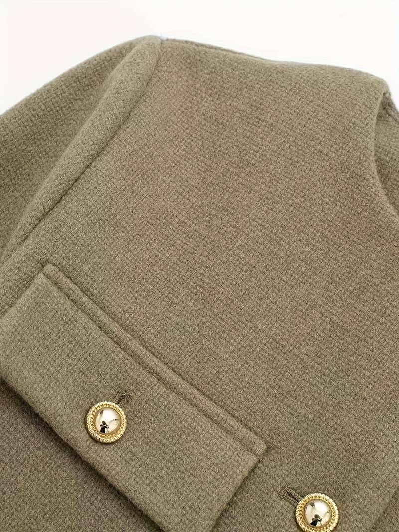 Classic Style Olive Green Cardigan - LA FEMME WANDERER