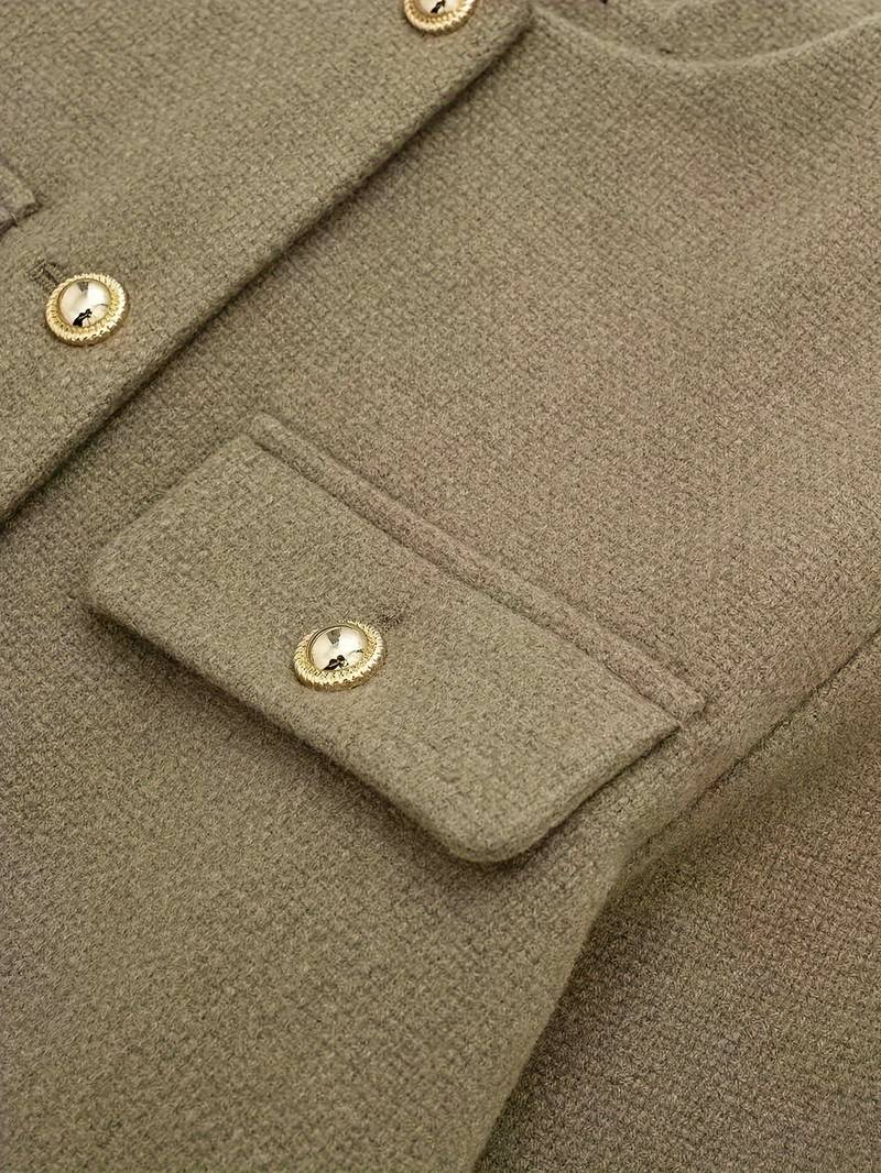 Classic Style Olive Green Cardigan - LA FEMME WANDERER