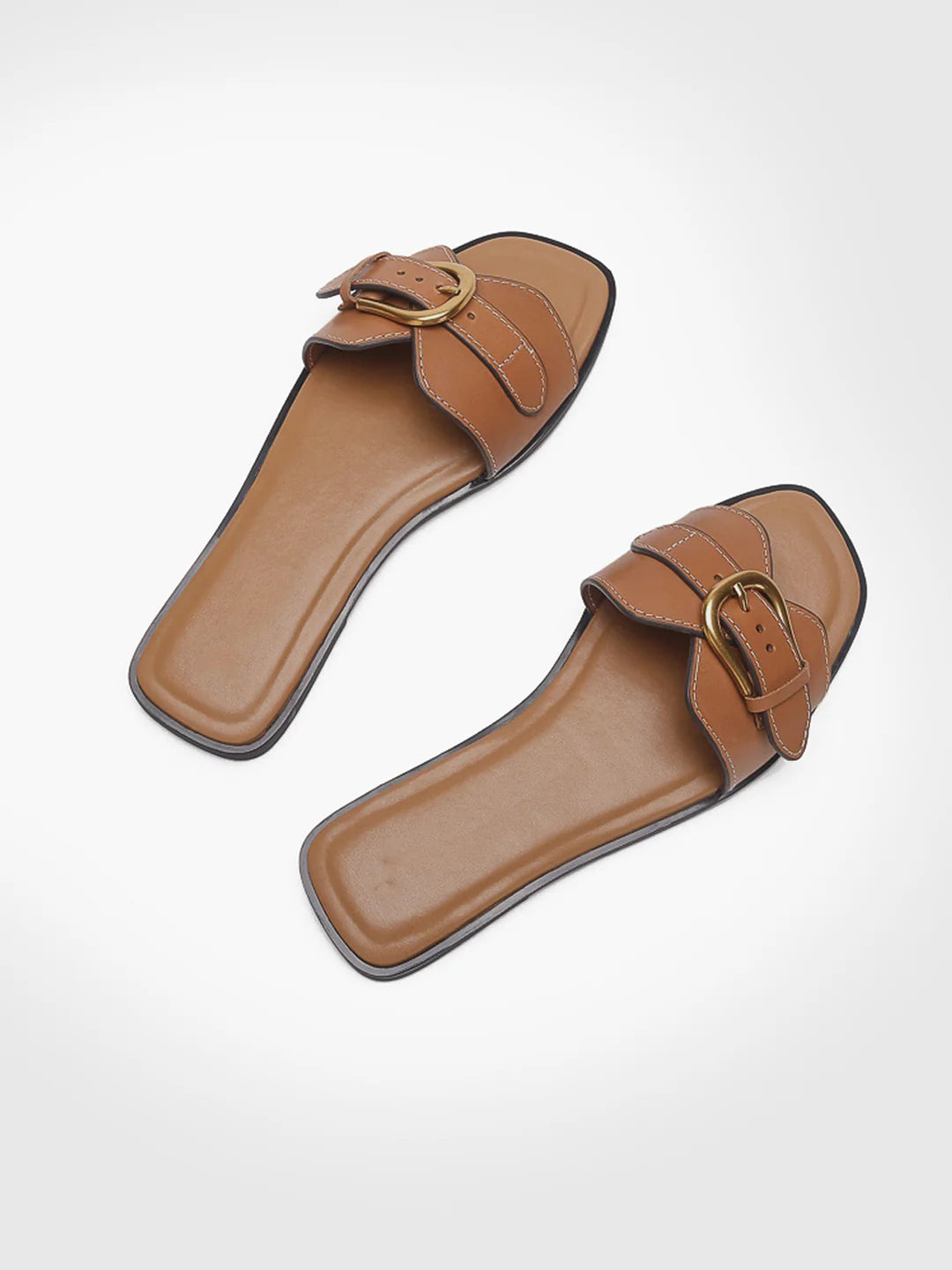 Always Chic Buckled Strap Slide Sandals - LA FEMME WANDERER