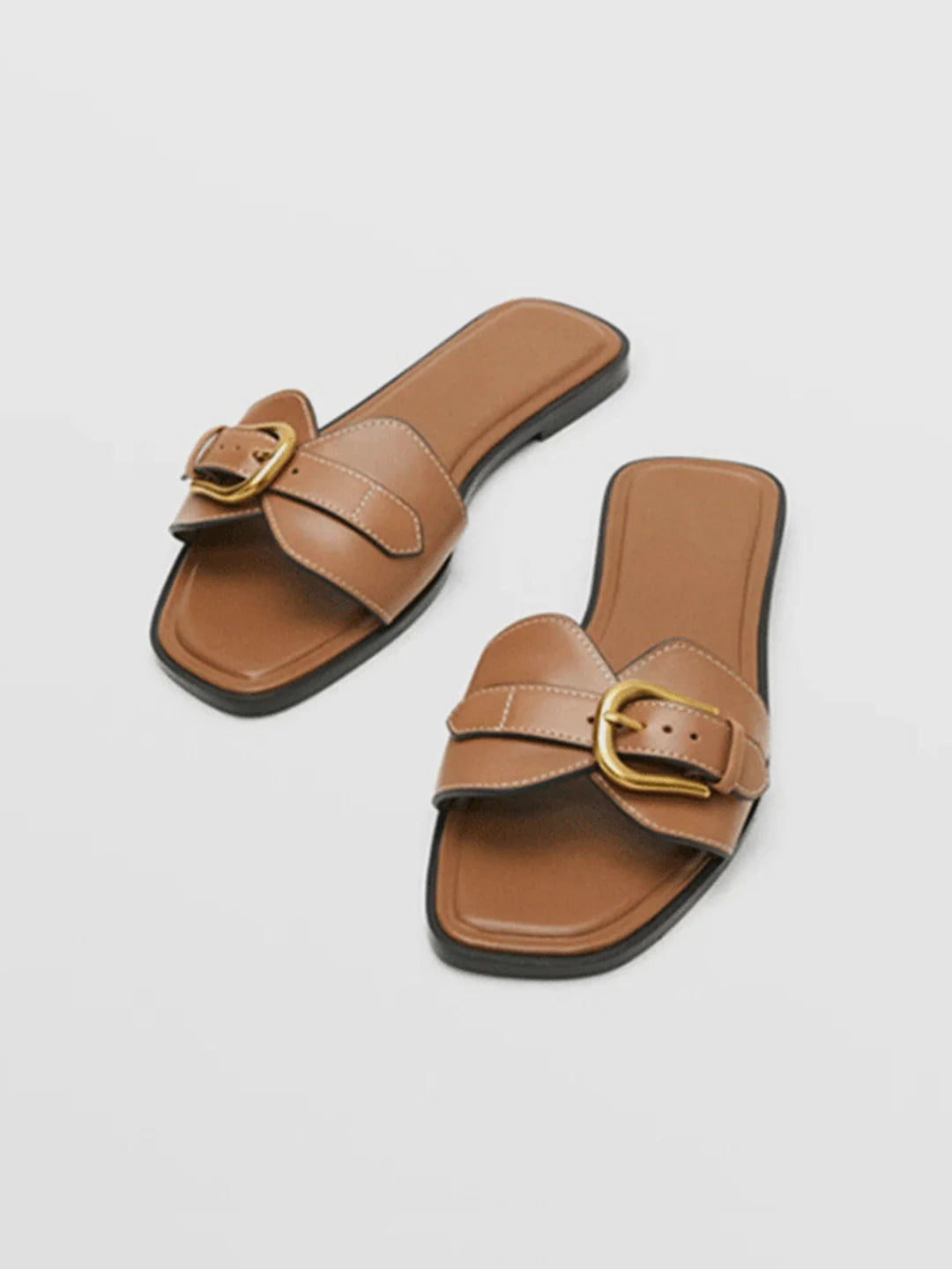 Always Chic Buckled Strap Slide Sandals - LA FEMME WANDERER