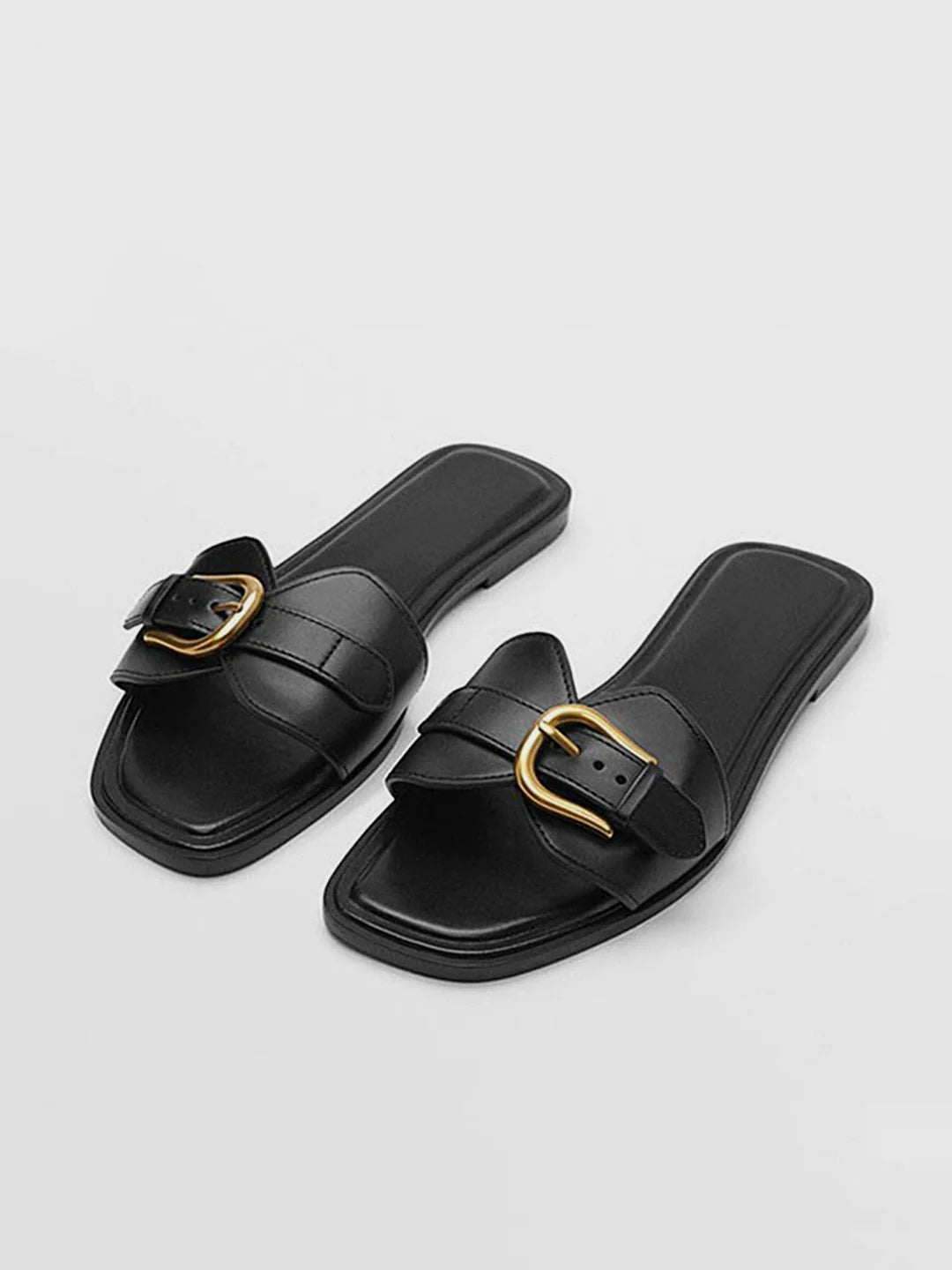 Always Chic Buckled Strap Slide Sandals - LA FEMME WANDERER
