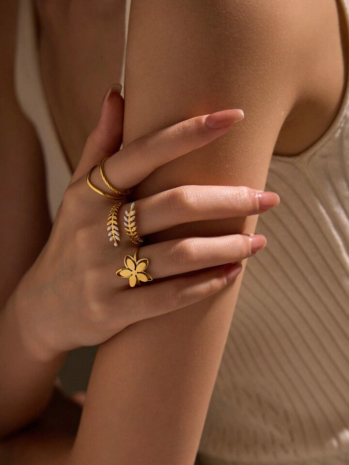 3-Piece Nature-Inspired Ring Set - LA FEMME WANDERER