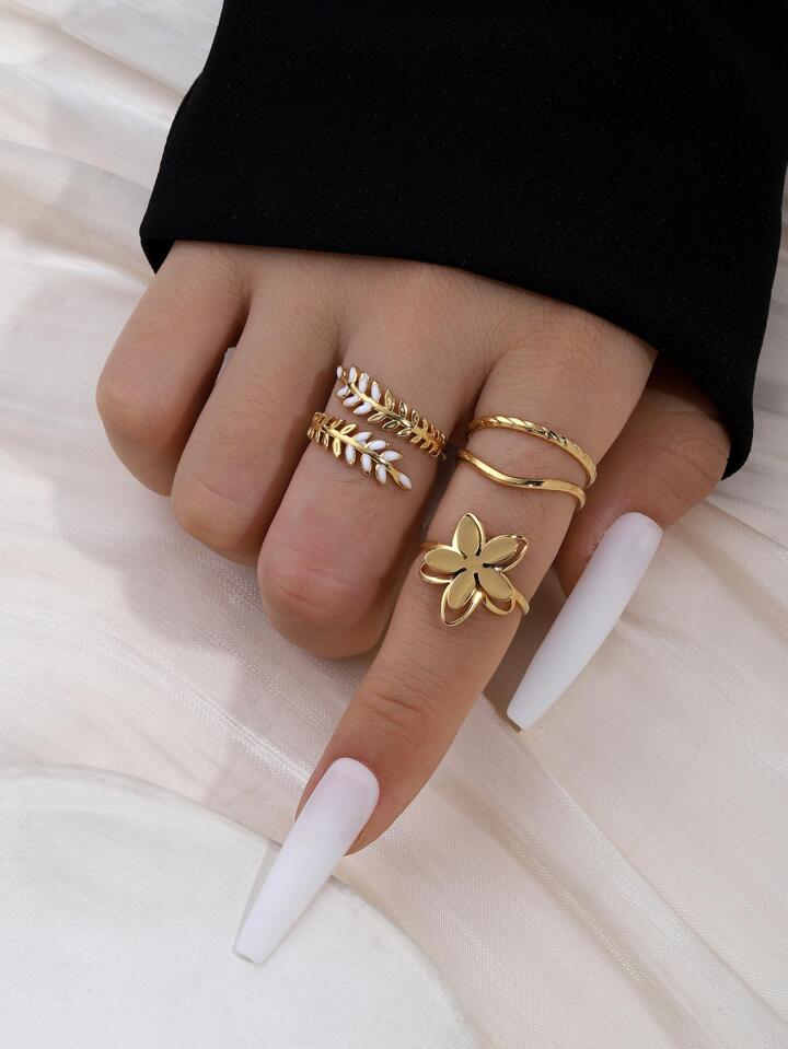 3-Piece Nature-Inspired Ring Set - LA FEMME WANDERER