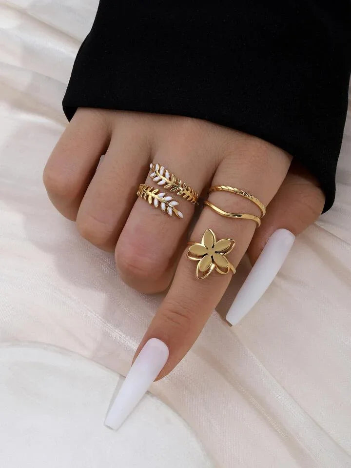 3-Piece Nature-Inspired Ring Set - LA FEMME WANDERER