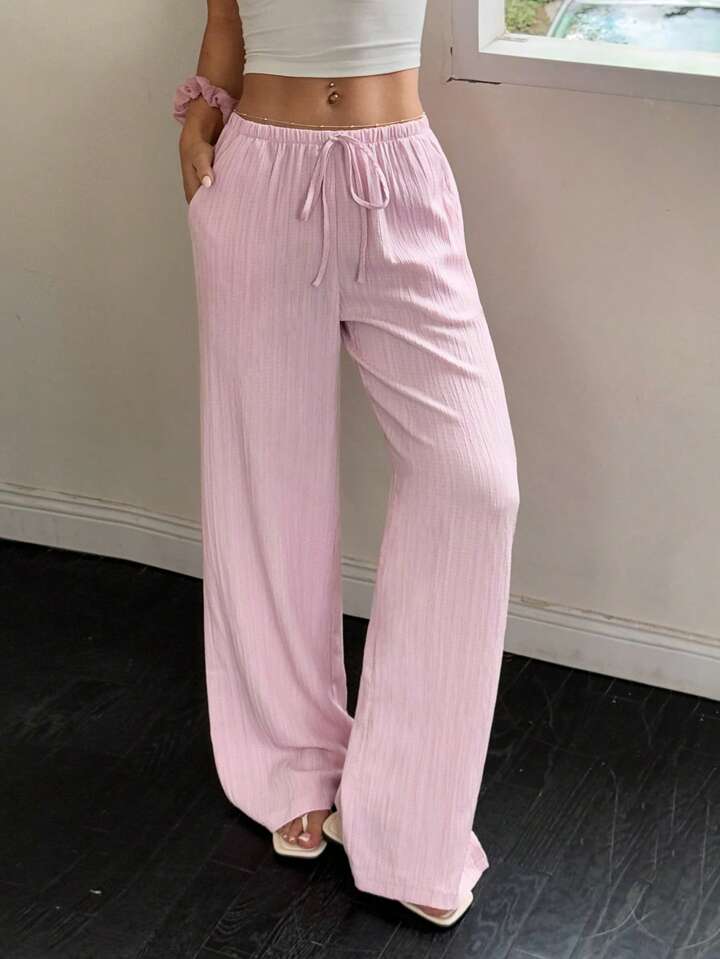 Soft Textured Drawstring Pants for Everyday Comfort & Elegance