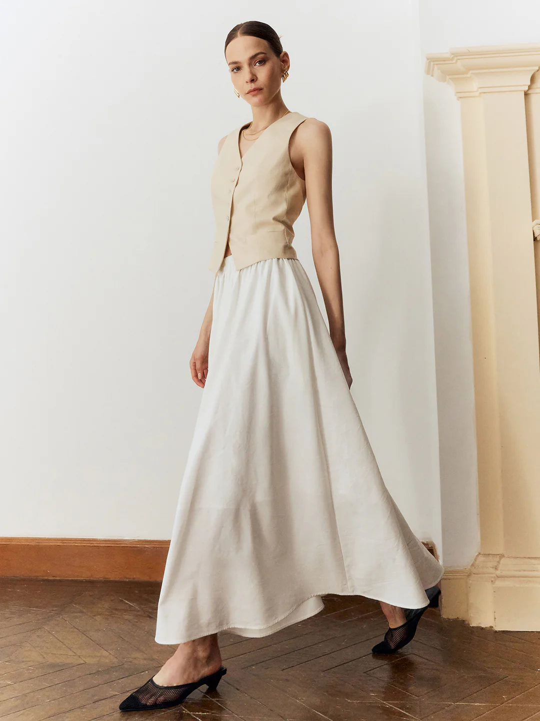 Temperament Commuting Solid Color Slim Pleated Skirt - LA FEMME WANDERER