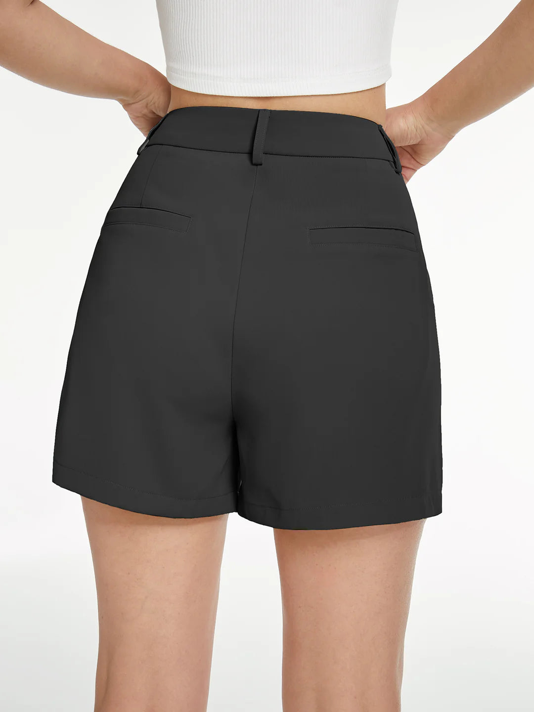High Waisted Solid Trouser Shorts - LA FEMME WANDERER