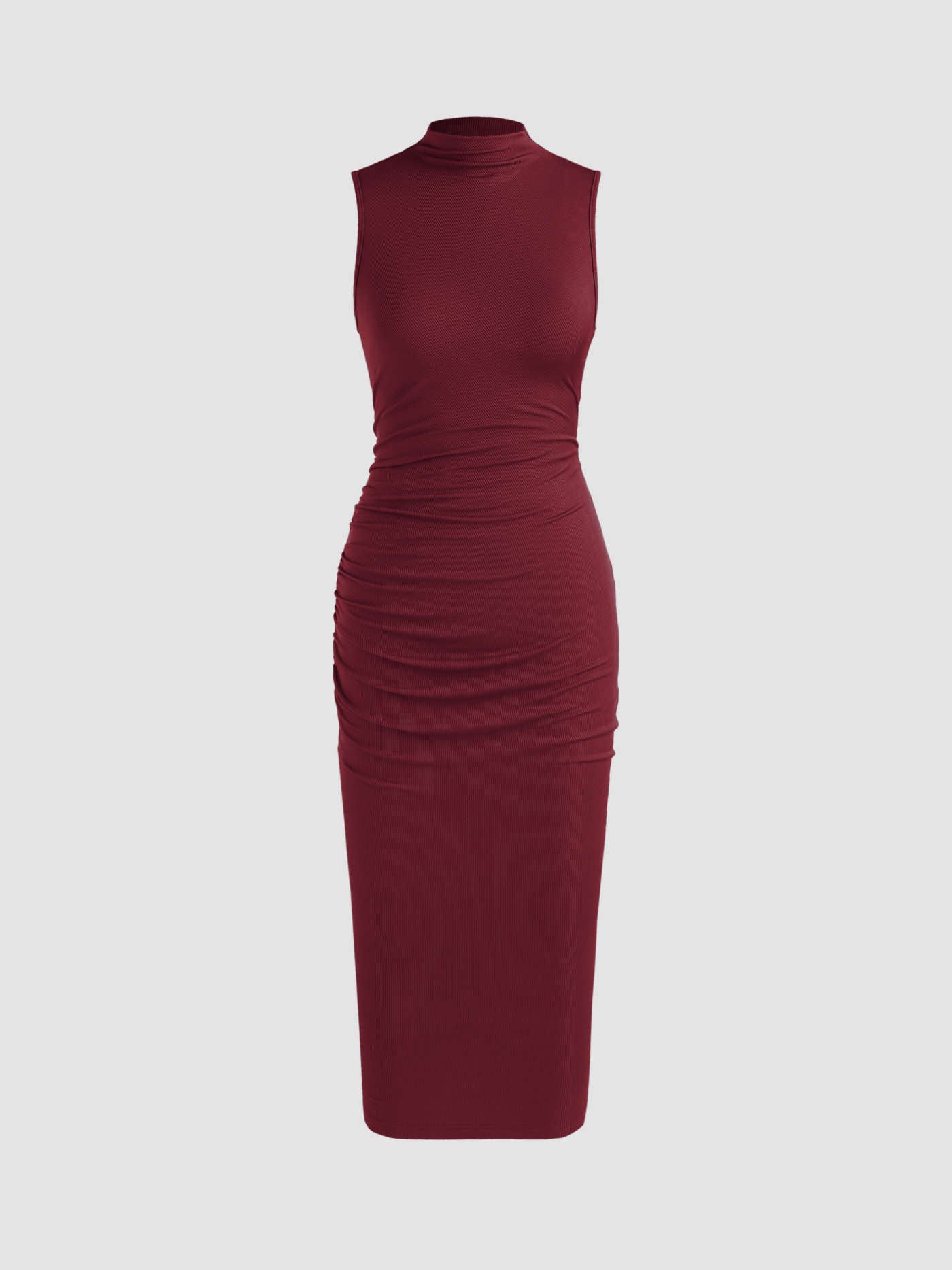 Sleeveless Round Neck Pleated Slit Hemline At Hem Dress - LA FEMME WANDERER