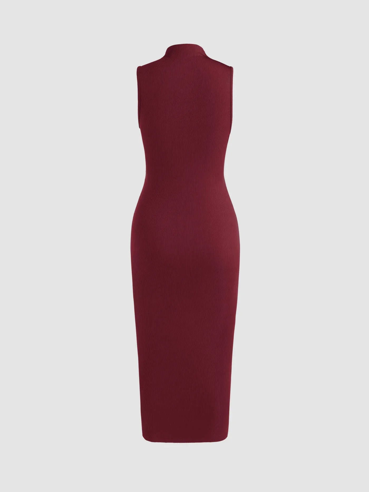 Sleeveless Round Neck Pleated Slit Hemline At Hem Dress - LA FEMME WANDERER
