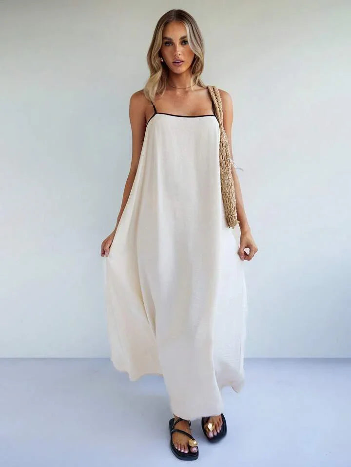 Elegant Style Casual Loose Contrast Color Strap Dress - LA FEMME WANDERER