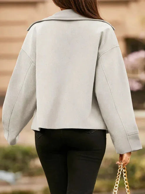 Women's Short Small Suit Long Sleeve Button Coat - LA FEMME WANDERER