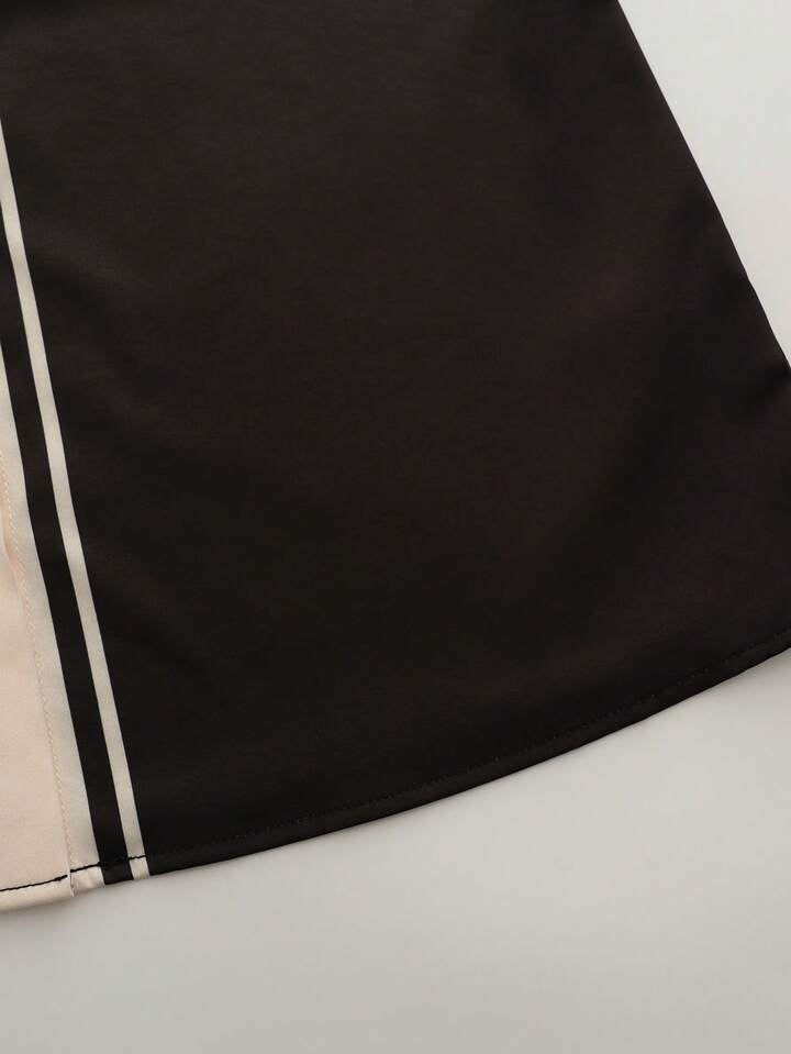 Contrast Panel Short Sleeve Blouse – Sophisticated Everyday Fashion
