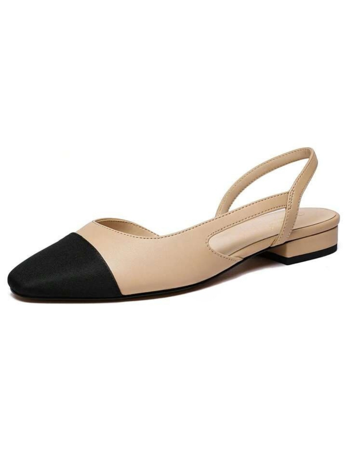 Chic Contrast Slingback Low Heel Shoes - LA FEMME WANDERER
