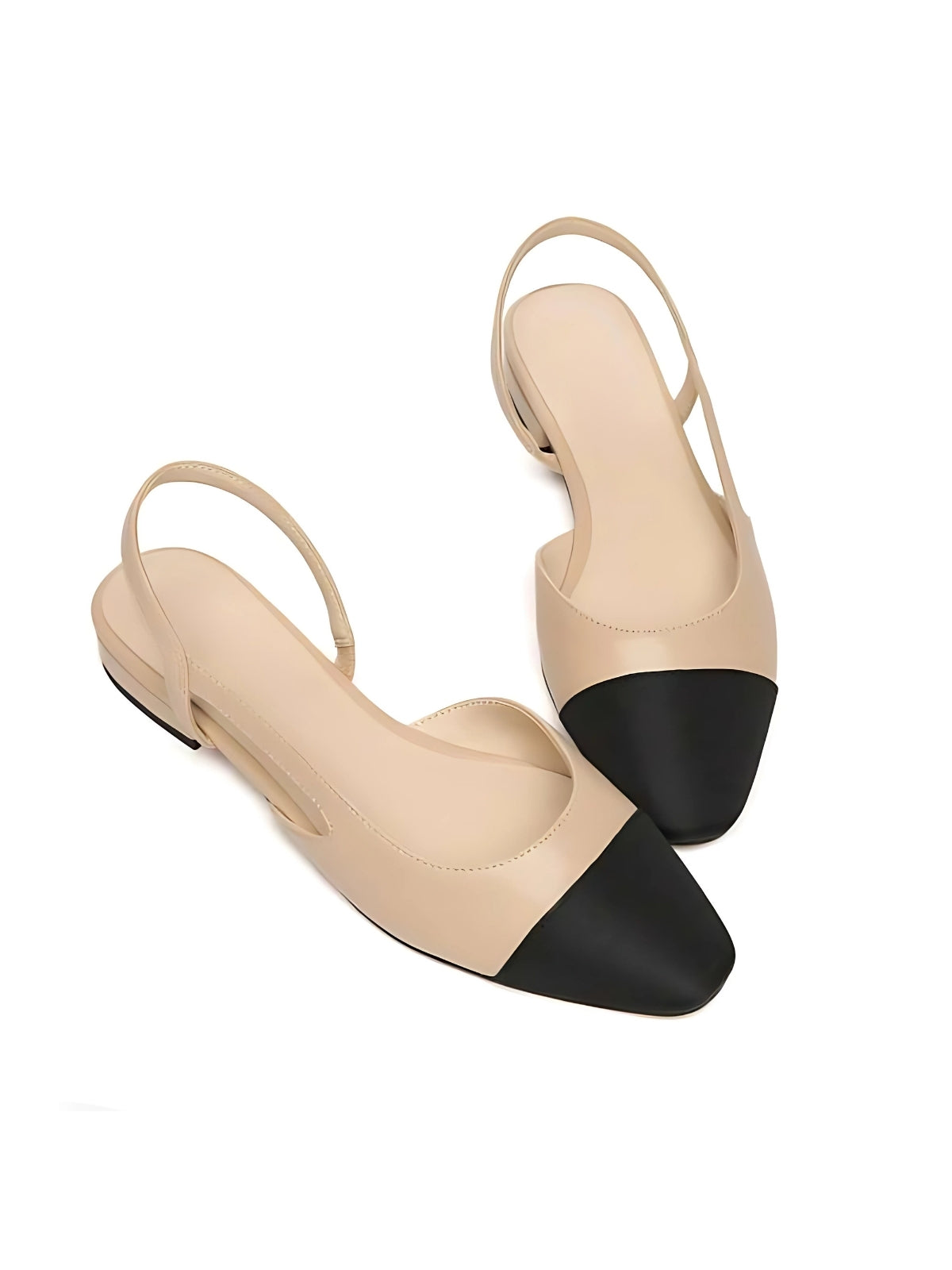 Chic Contrast Slingback Low Heel Shoes - LA FEMME WANDERER