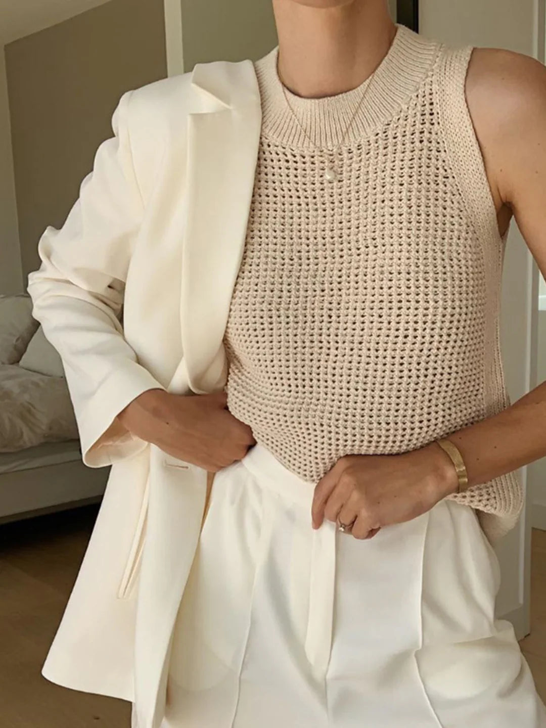 All-match Solid Knit Tank Top - LA FEMME WANDERER