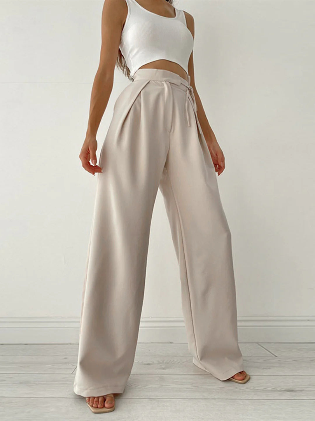Fall Winter Commuter Mopping Wide Leg Trousers - LA FEMME WANDERER