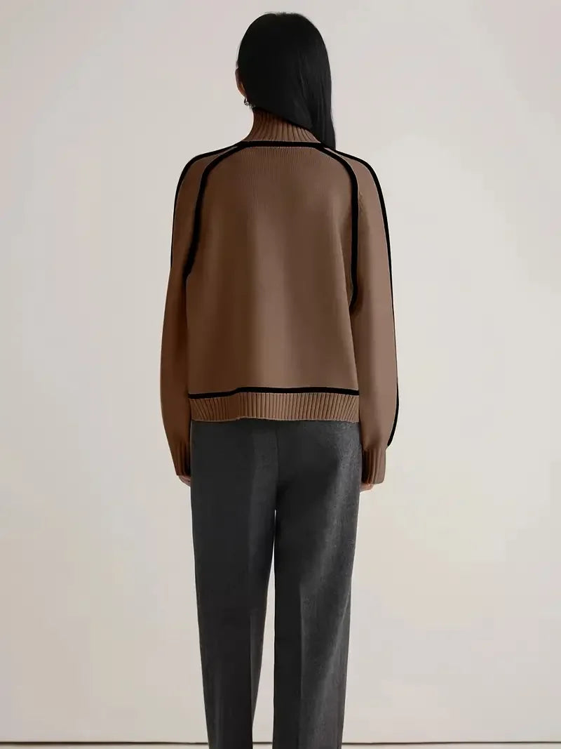 Half Turtleneck Casual Knitted Sweater - LA FEMME WANDERER