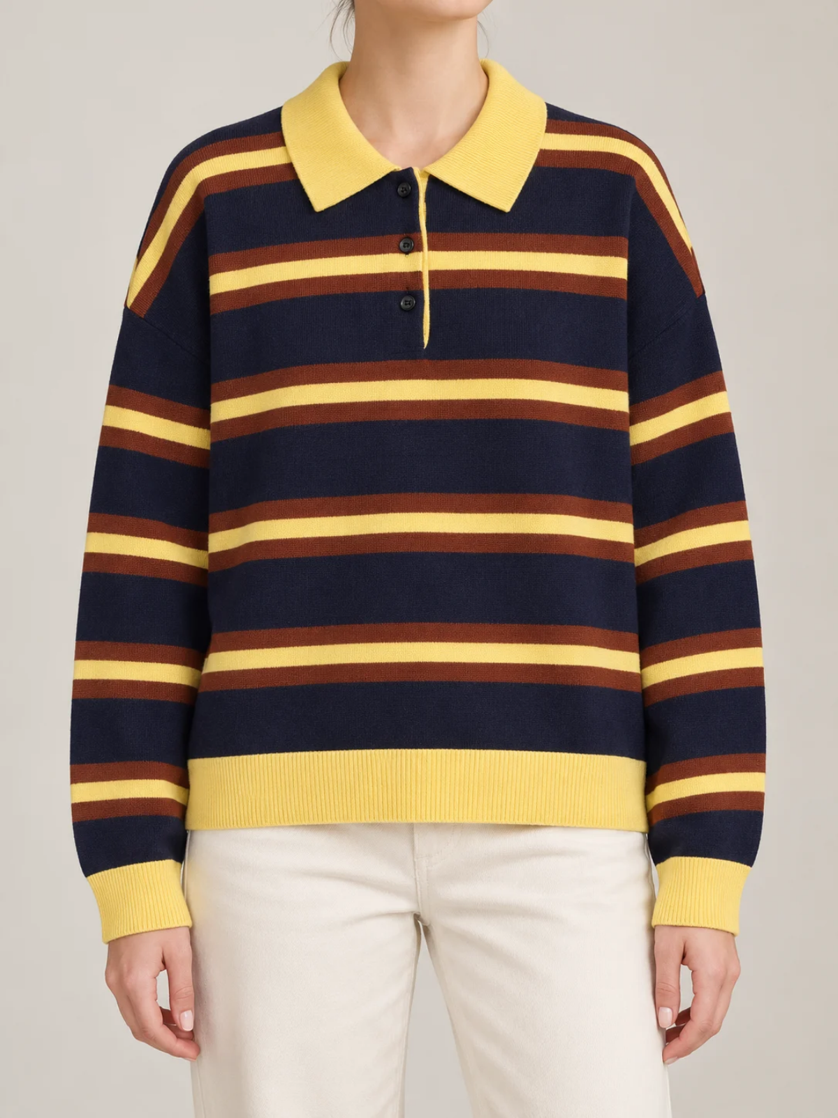 Solène Striped Polo Sweater
