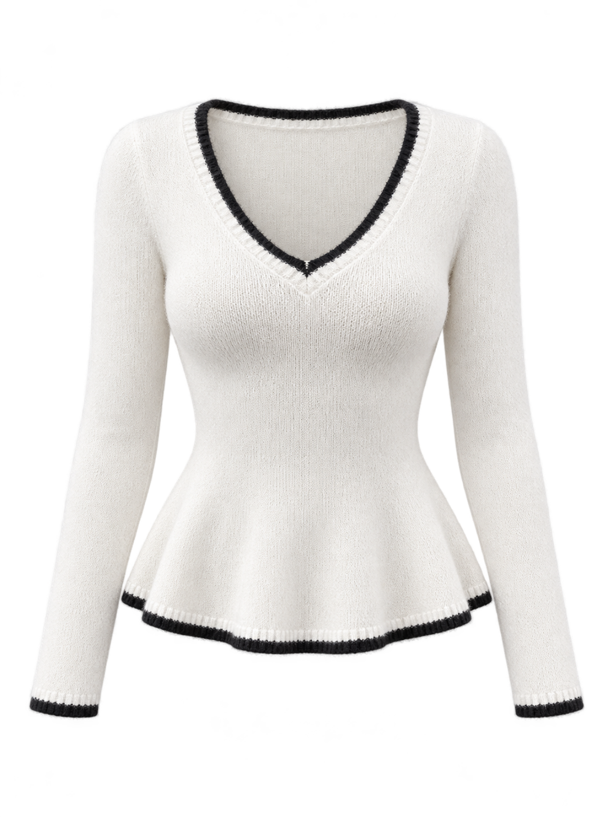 Colette Contrast-Trim Peplum Knit Top