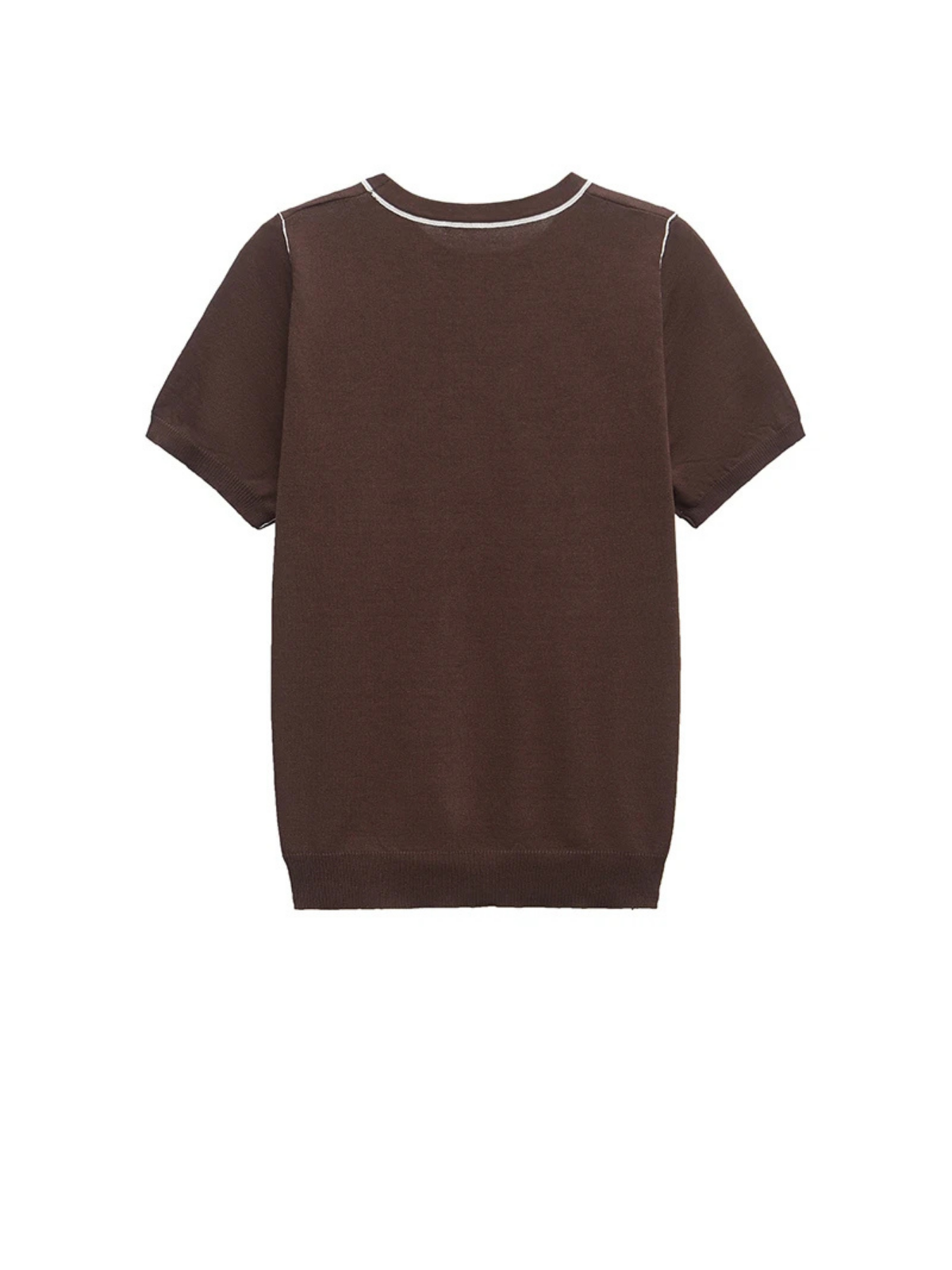 Contrasting Piping O Neck Knit Tee