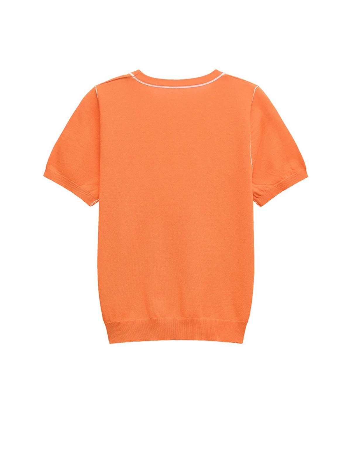 Contrasting Piping O Neck Knit Tee